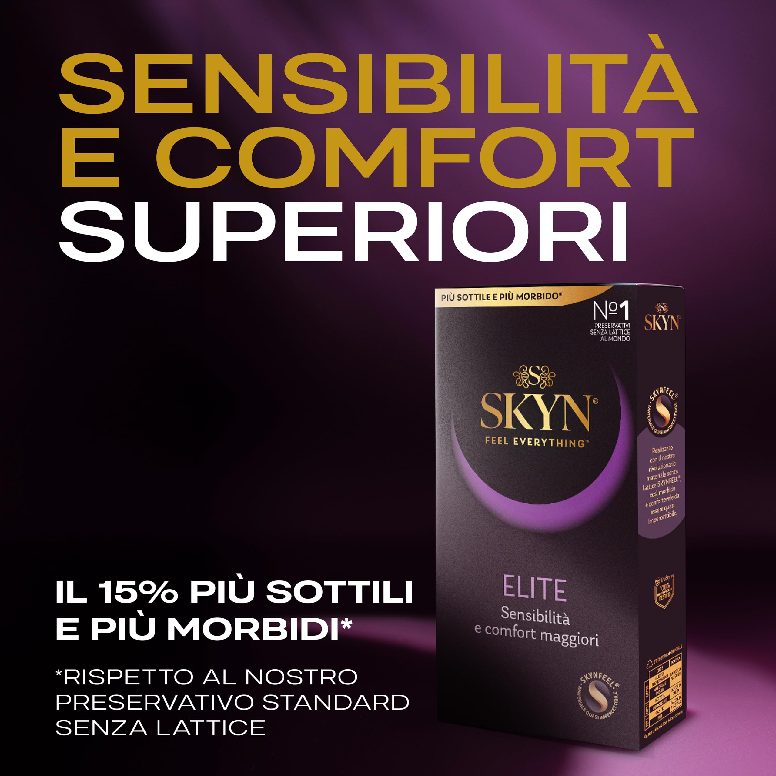 SKYN Elite - Preservativi Senza Lattice in Poliisoprene - Ultramorbidi e Ultrasottili, 60 Pezzi