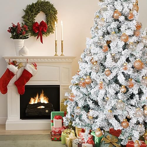 Miniatura 6 de Lulu Home 30 adornos de bola de Navidad transparentes de 2 pulgadas, bolas transparentes preencordadas con decoraciones únicas en el interior, bolas