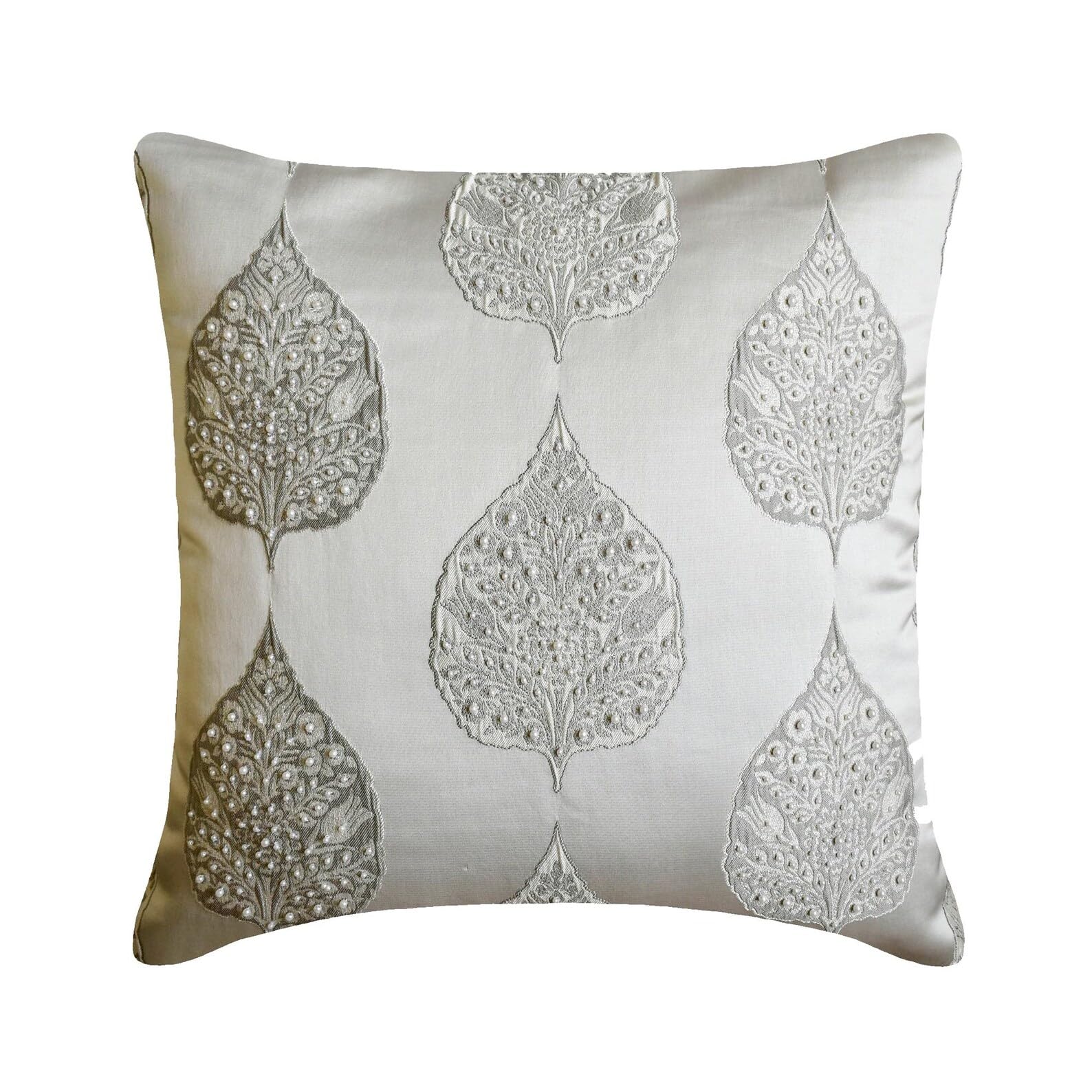 The HomeCentric Gray Decorative Throw Cushion Cover 60x60 cm | Modern Jacquard Pillow Cover Floral | Leaf Pillowcases for Couch, Sofa Bedroom & Living Room, Modern Design - Windsor Weave โ image 1