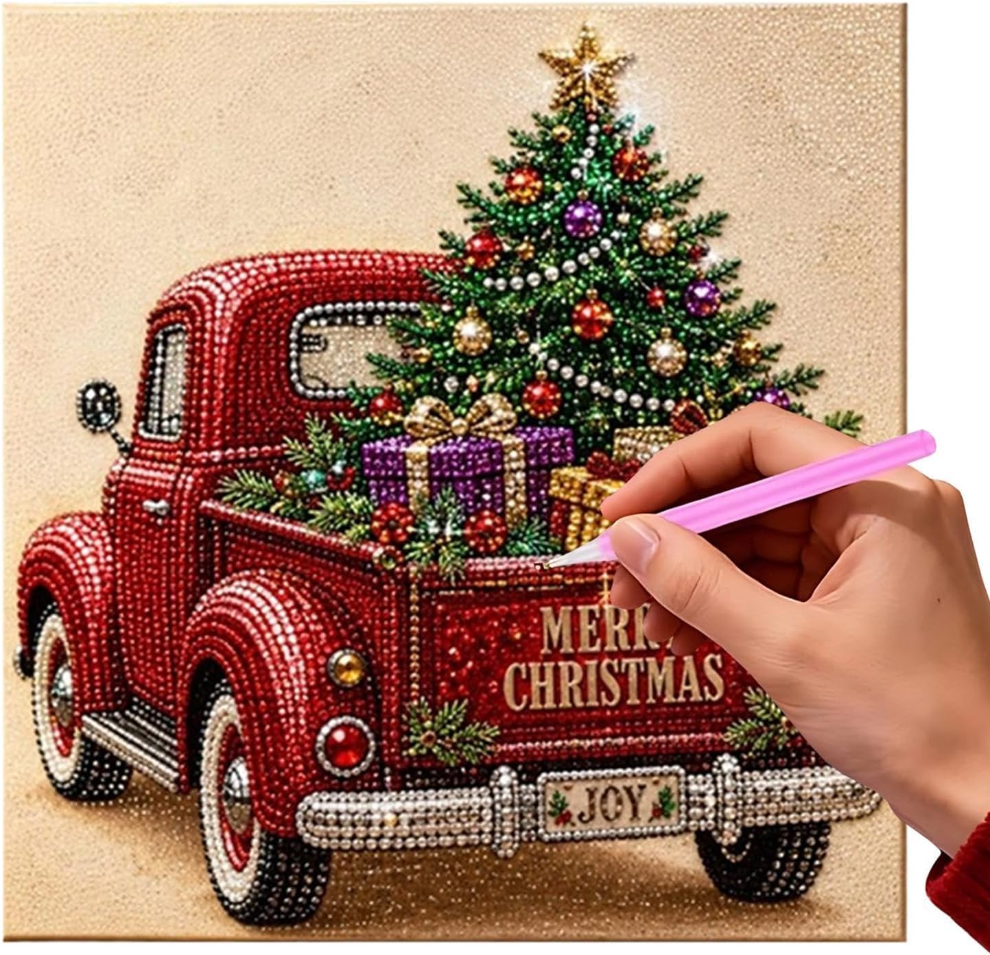 Festive Gem Art Kit - DIY Funny Christmas Decor with Frame Set Accessory, P