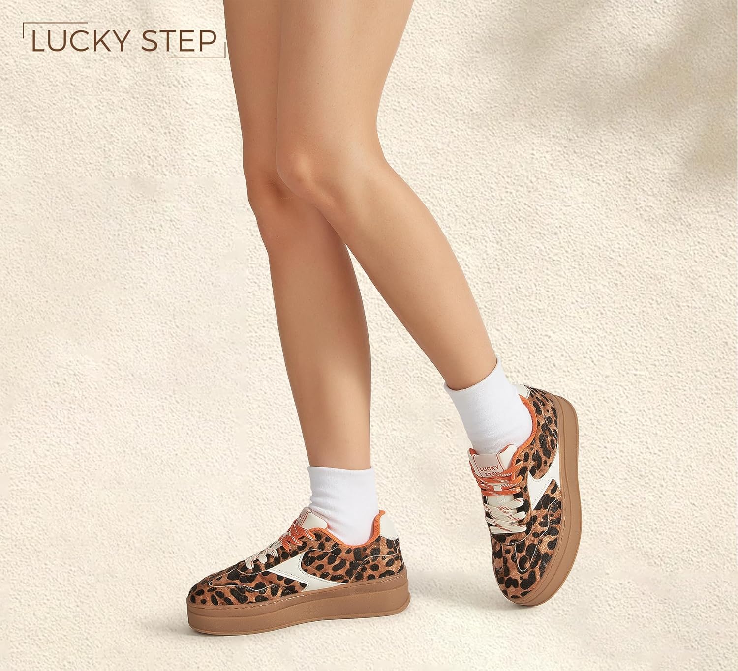 LUCKY STEP Platform Retro Sneakers for Women Fashion Casual Gum Thick Sole Rubber Sole Comfort Skate Tennis Footwear Chunky Trainer Walking Shoes - Image 9