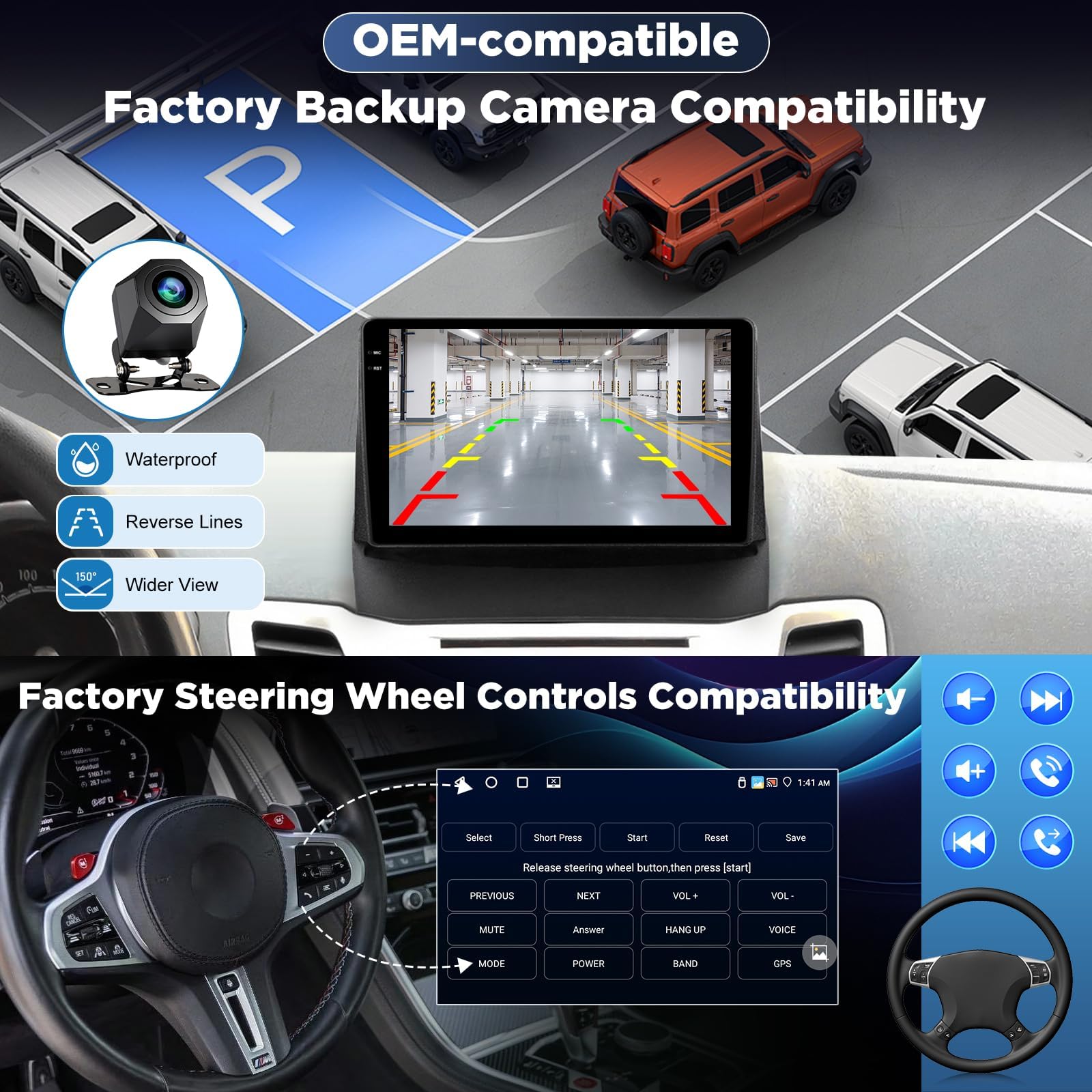 [4+64G] Radio Android per Ford Fiesta 2009-2017: 9 Pollici Touchscreen HD InCell con Wireless Carplay & Android Auto, 5G/WiFi, GPS, EQ, BT 5.0, Homepage Personalizzata + Telecamera di Retromarcia