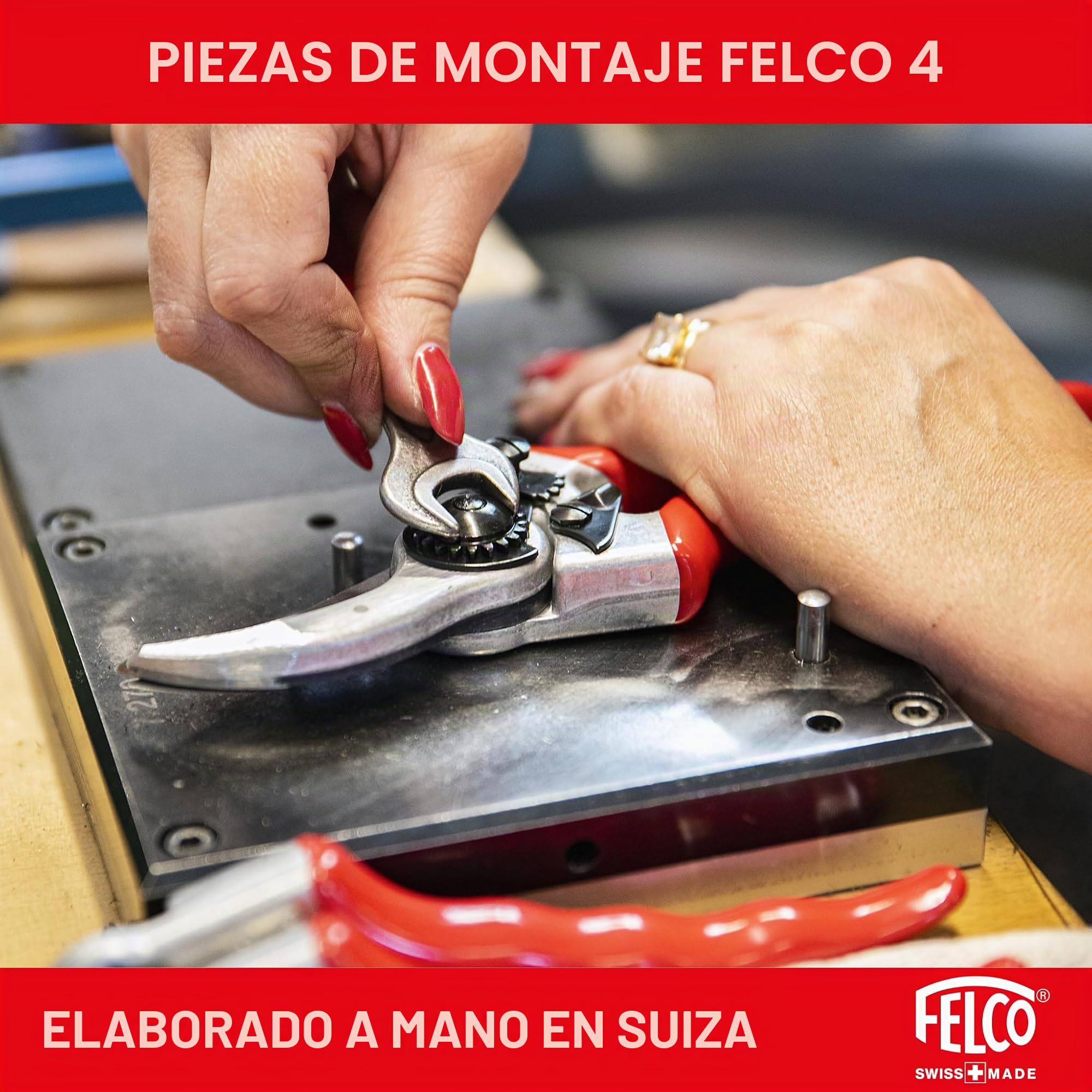 FELCO 4 tijeras de podar para diestros con manos grandes, corte 25 mm | Tijeras robustas con cuchilla de acero templado 45 mm, pensadas para el uso diario en jardín y huerto. Swiss Made.