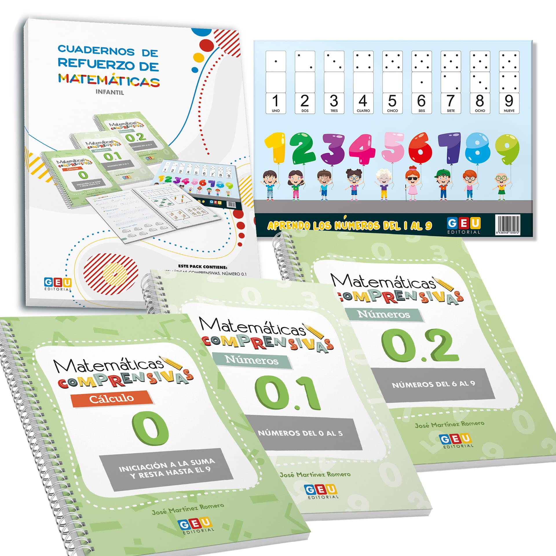 Editorial GEU Libro Montessori a partir de 3 Años - Libro De Actividades Montessori | Aprende a Sumar y Restar Pack Matematicas Comprensivas GEU 0, 0.1 y 0.2 Ed. Infantil