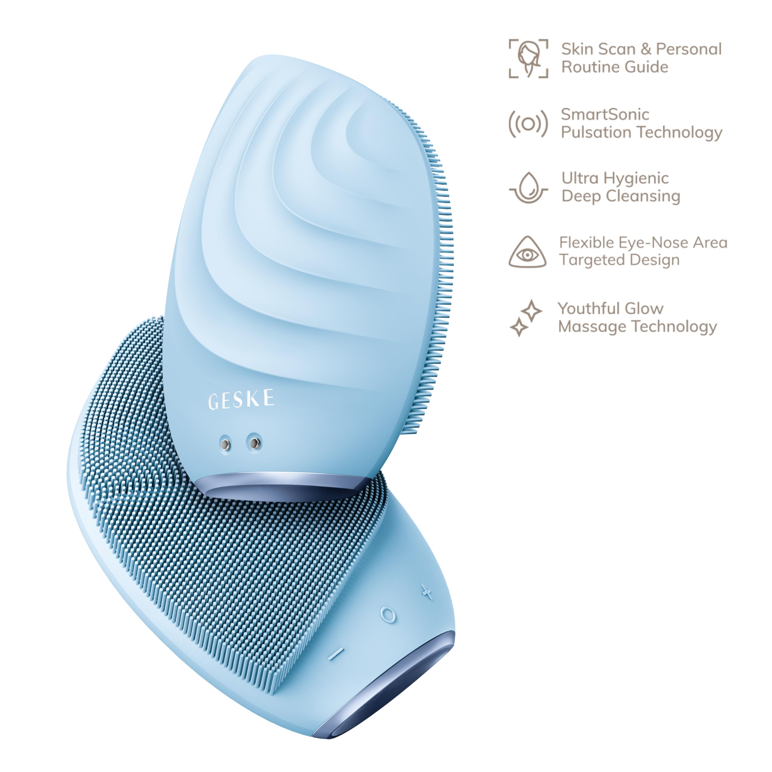GESKE | Brosse faciale SmartAppGuided™ 5 in 1 | Brosse nettoyante visage électrique | Brosse silicone souple | Nettoyage professionnel visage | Appareil de nettoyage visage | Masseur facial