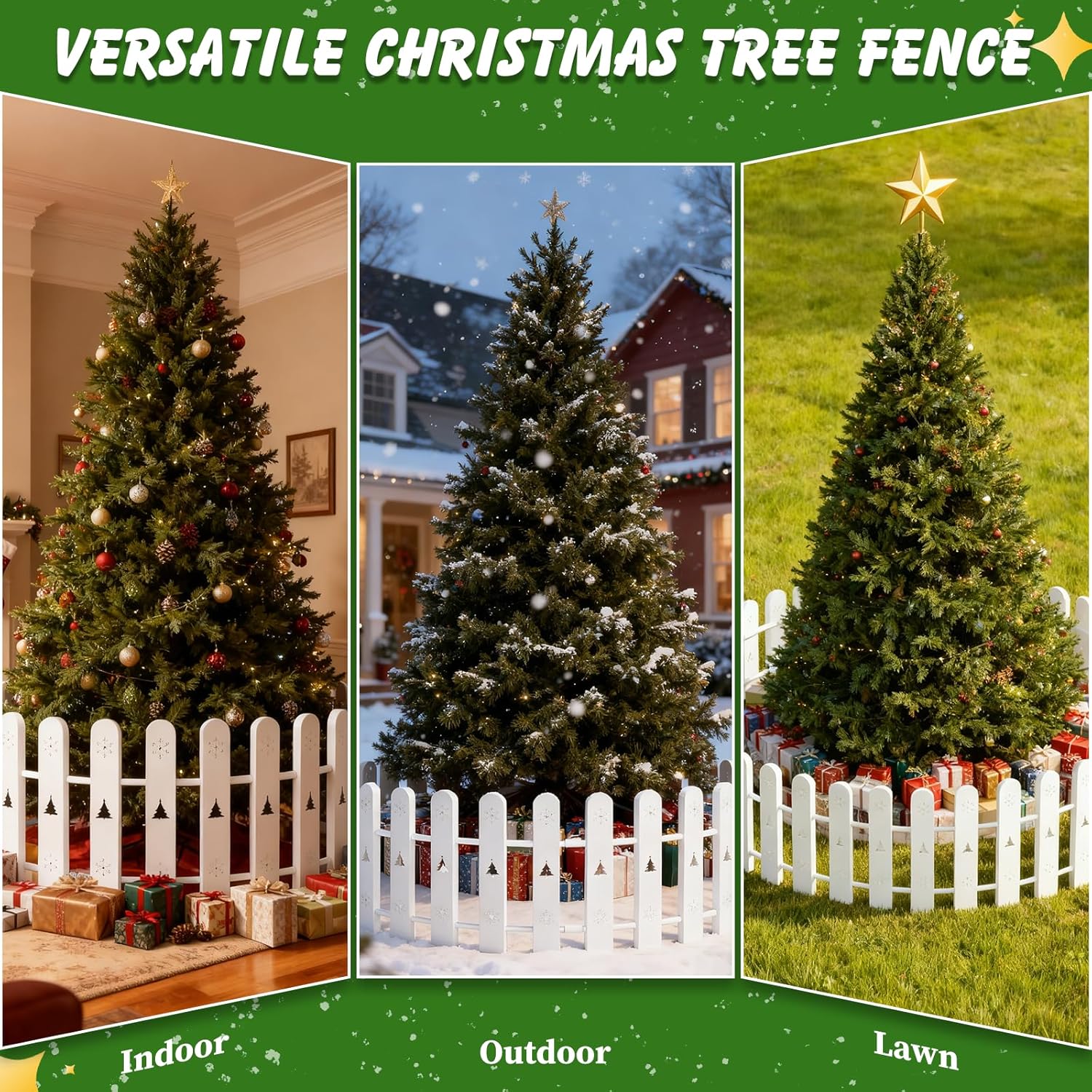 Christmas Tree Fences Party Decoration  White