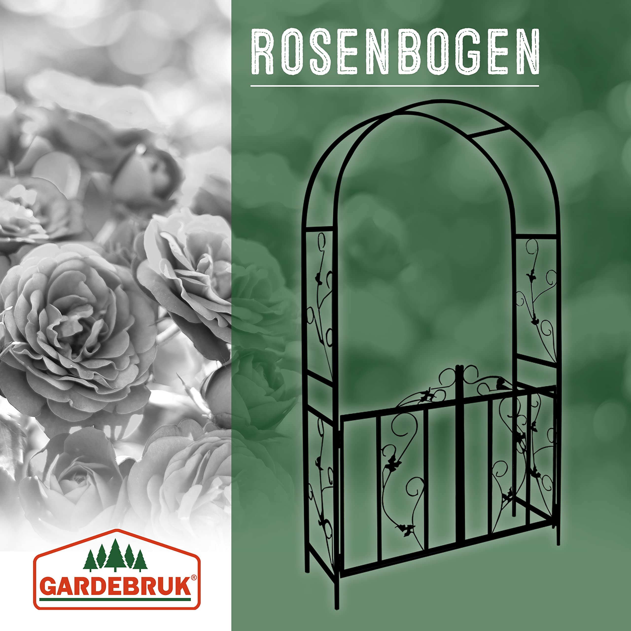 Gardebruk Arco per Rose Piante Rampicanti 225x115x37 cm in Metallo con Cancello Traliccio per Rose Pergolato per Eventi