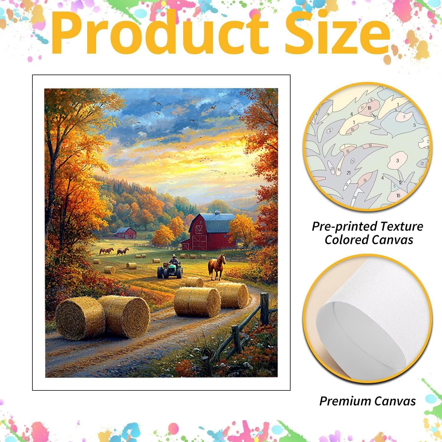 WEISHIWE Dipingere con i Numeri Adulti Fattoria, 80x100cm s-711 | Paint by Numbers Kit con Pennelli e Acrilico Pigmento, Fai da te Olio La Pittura di Numeri Kit, Decora la Casa, senza Cornice