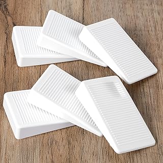 12PCS Flexible Plastic Furniture Shims with Non-Slip Texture, White Anti-Wobble Table & Toilet Shim for Leveling, Trim-to-Fit Wedges Stackable Design Stabilizers Levelers Pad for Home Improvement