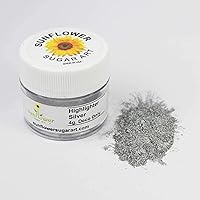 Vista 2 de Polvo resaltador cromado plateado, polvo de decoración de pastel de lujo cromado metálico puro, contenedor de 0.23 onzas, resaltador plateado