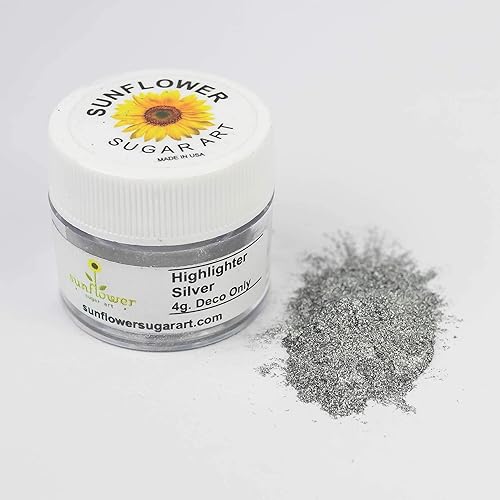 Miniatura 3 de Polvo resaltador cromado plateado, polvo de decoración de pastel de lujo cromado metálico puro, contenedor de 0.23 onzas, resaltador plateado