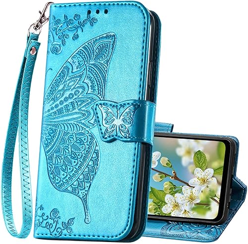 Miniatura 1 de Funda diseñada para Moto G 5G 2023, funda abatible para mujer con estampado de mariposa en relieve de piel sintética, soporte para tarjetas de