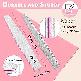 80/80 Grit, 12pcs nail file for Poly Nail Extension Gel Emery Boards, for Acrylic Nails Coarse for False Nails Manicure Pedicure Tools for Home Salon