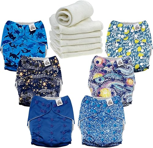 Miniatura 18 de Mama Koala 3.0 Pañales de tela para bebés, 6 unidades de pañales de bolsillo lavables y reutilizables de talla única para recién nacidos y niños