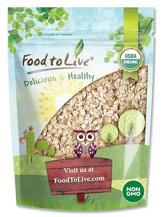 Food to Live Gluten Free Organic Regular Rolled Oats, 4 Pounds Non-GMO, Old-Fashioned, 100% Whole Grain, Vegan, Bulk. Rich in Fiber. Great for Oatmeal, Cereal, Granola, Cookies. Made in USA