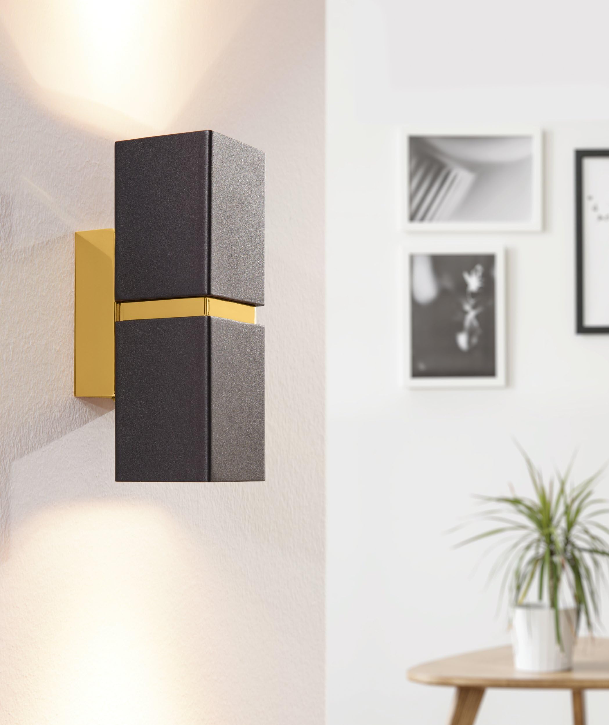 Eglo LED Aplique Passa, lámpara de pared 2 luces, foco interior metal negro