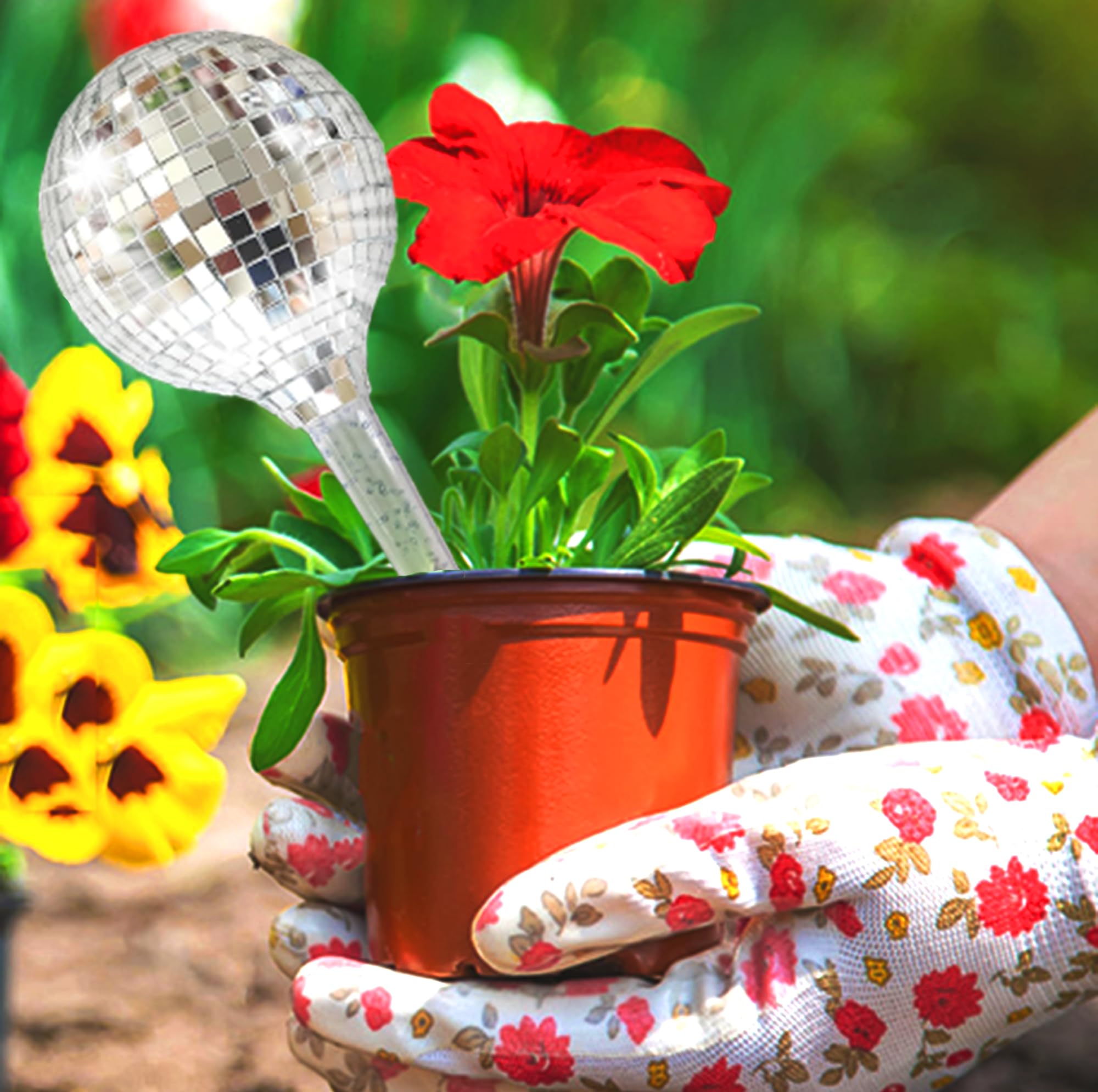 Plant Watering Globes with Disco Ball Decor,Self Watering Bulbs,Self Watering Planter Insert,Watering Can,Watering Spikes,Watering Stakes,Plant Waterer Self Watering Globes for Indoor Outdoor Plant