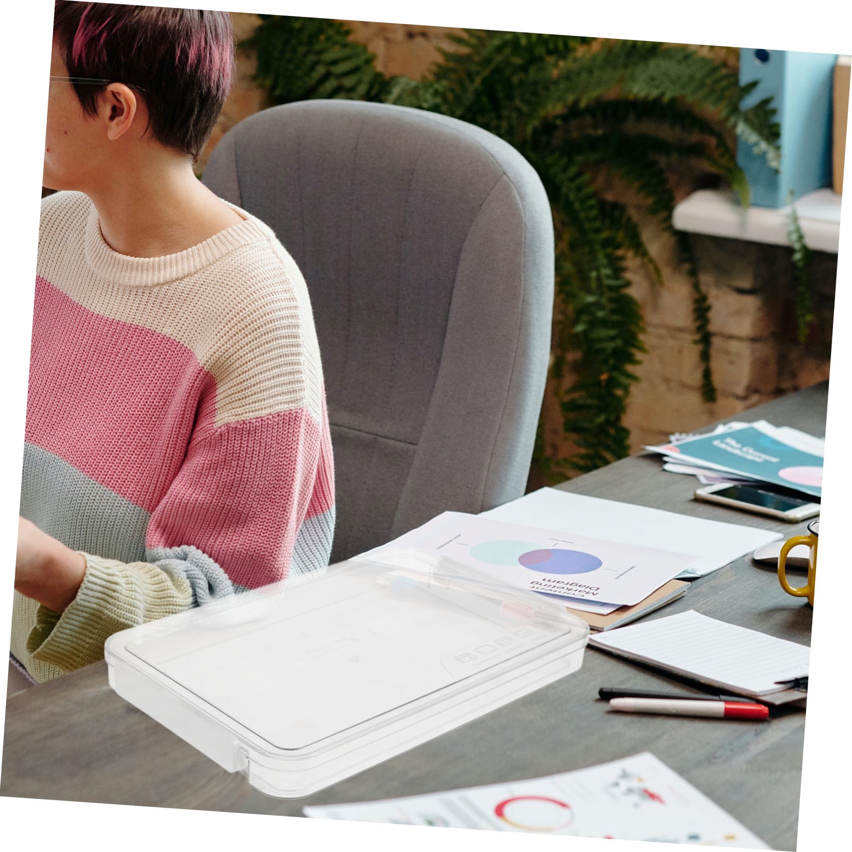 2 Stück-pack Transparente Dokumentenboxen aus Pet und Abs mit Deckel | Archivierung und Aufbewahrung, Großes Fassungsvermögen, Schlichtes Design in Weiß