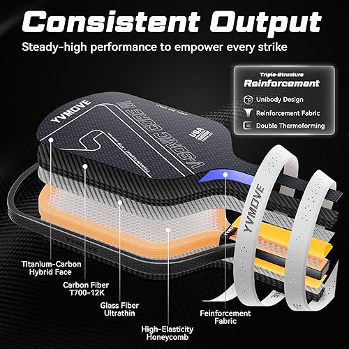 Miniatura 6 de Pickleball Paddle with T700 Raw Carbon Fiber Surface & 16mm STR-Core Power Polymer Core, Premium Pickle Ball Racket Designed for Ultimate Spin &