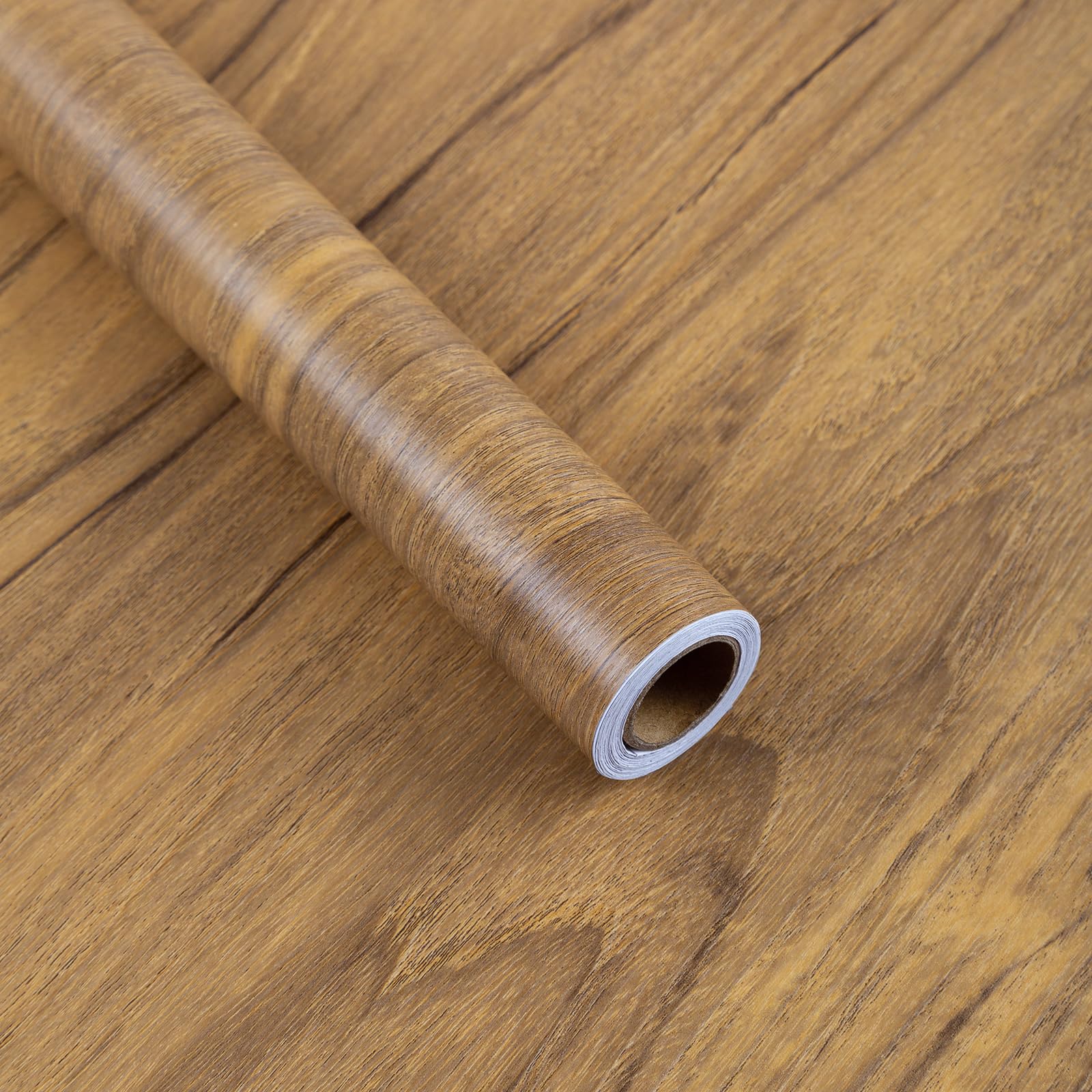 Papier peint adhésif bois marron étanche et lavable pour meubles et crédences