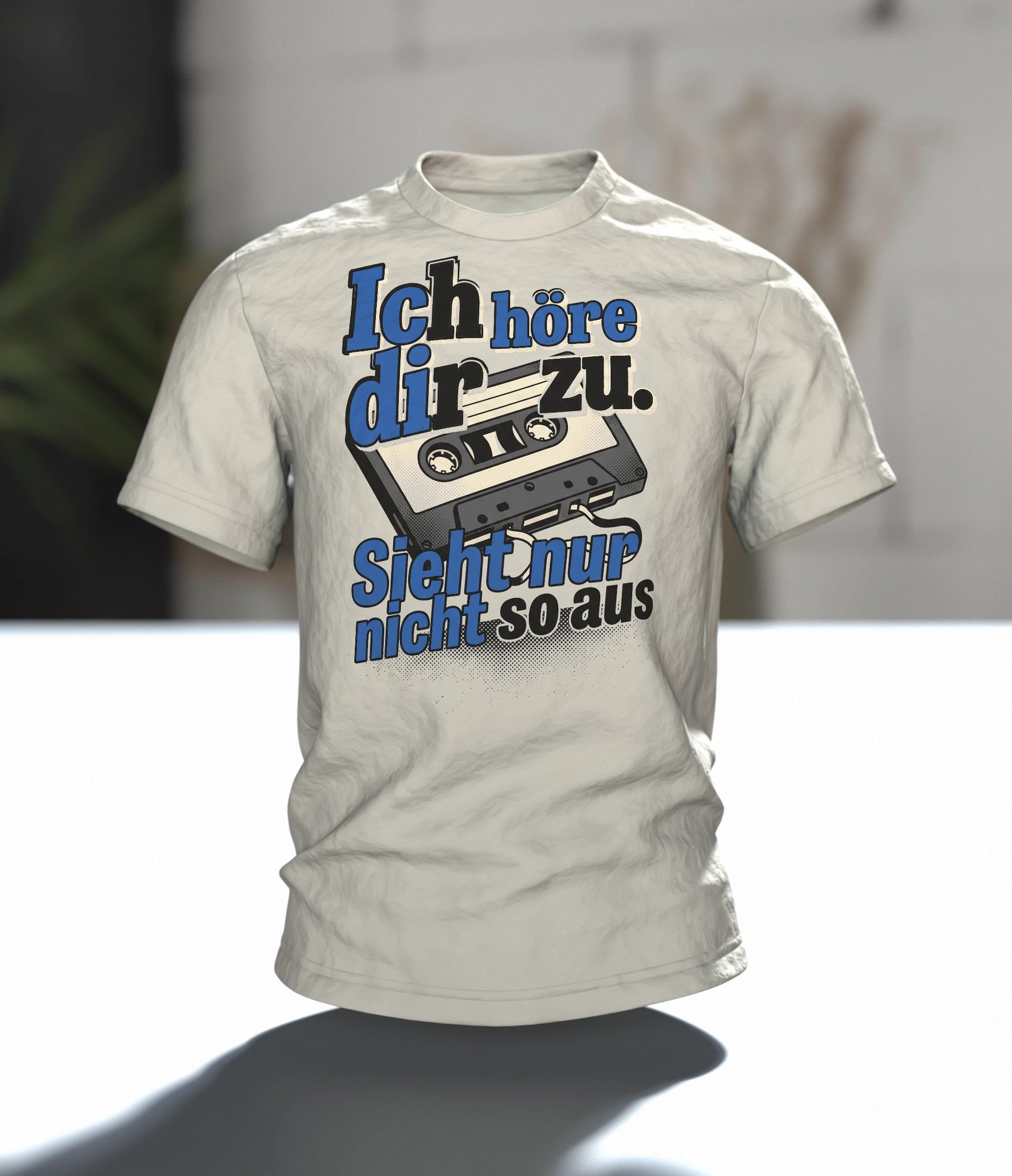 Kassette T-Shirt Ich höre dir zu. Sieht nur Nicht so aus, Retro Pop-Art Spruch