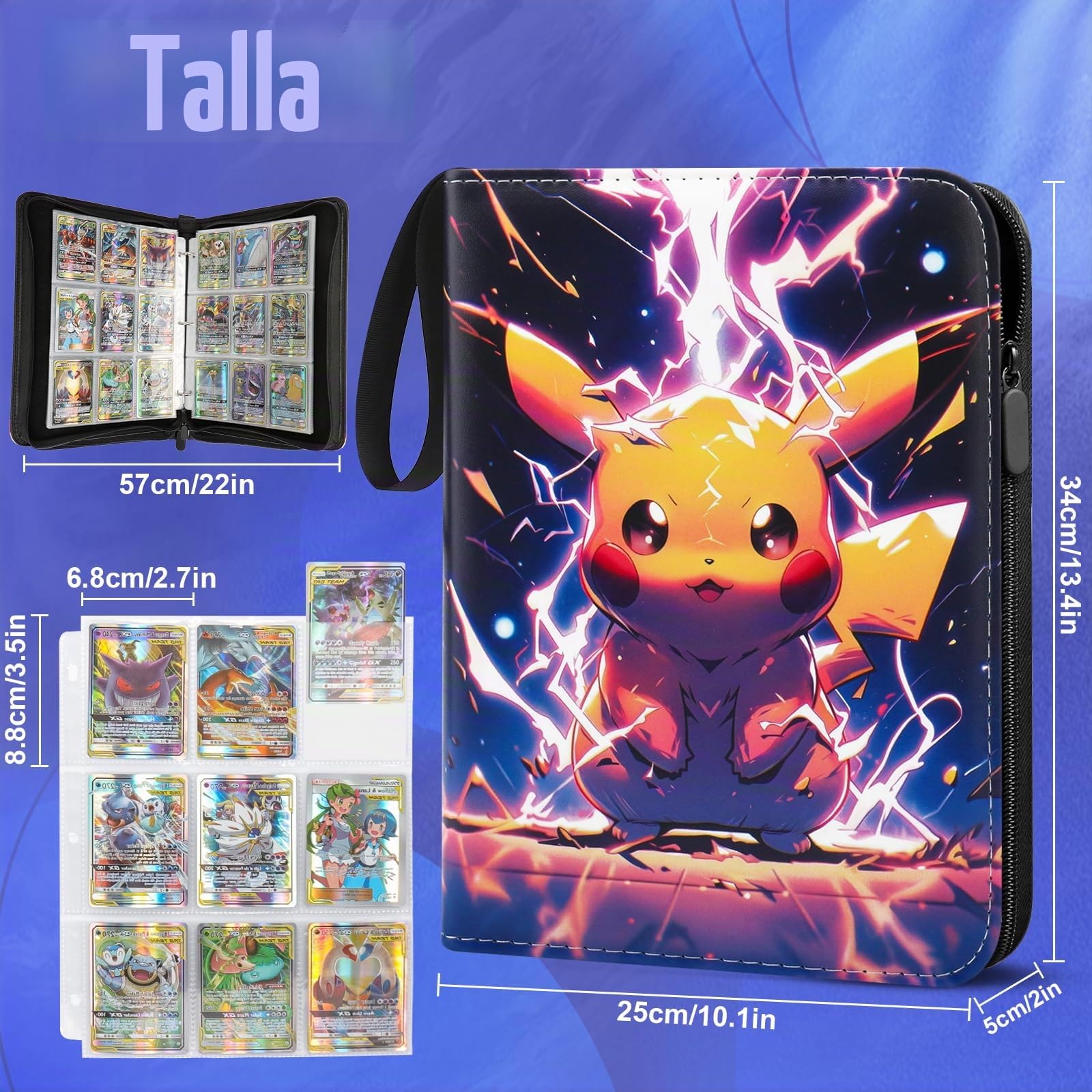 LYAILOOGXL Álbum de colección para Pokémon 900 cartas: 50 fundas doble cara (9 compartimentos/lado) - Libre de PVC y compatible con Escarlata & Violeta, Espada & Escudo - Para coleccionistas y niños a
