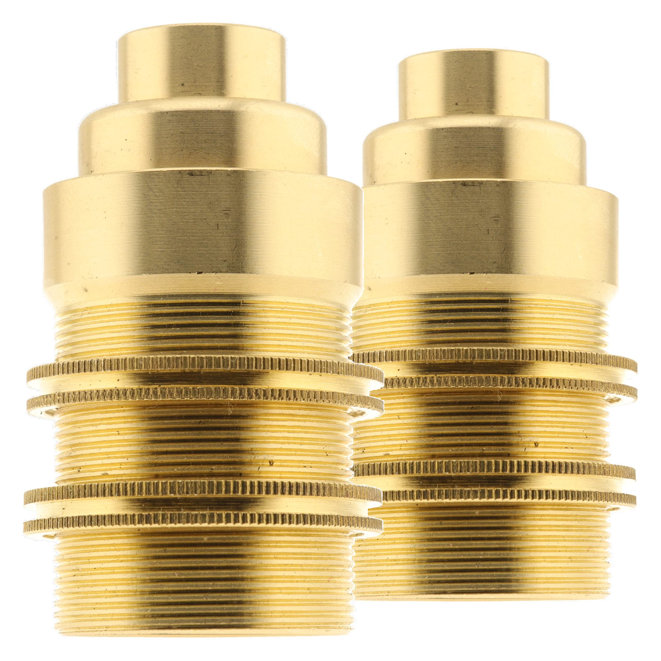 (2 Pack) SES E14 Small Edison Screw Lampholder with Two Shade Rings and 10mm Entry in Raw Brass