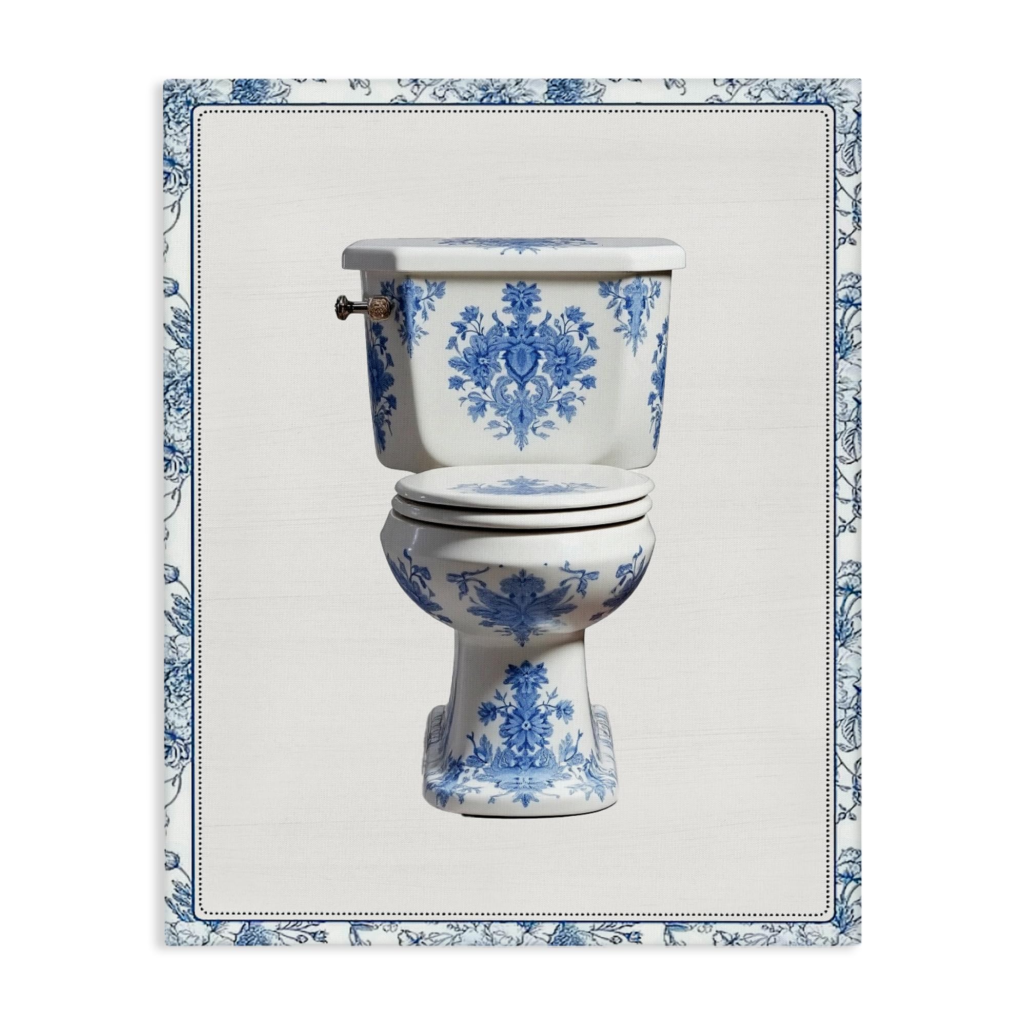 'Vintage Chinoiserie Toilet'| Canvas Art