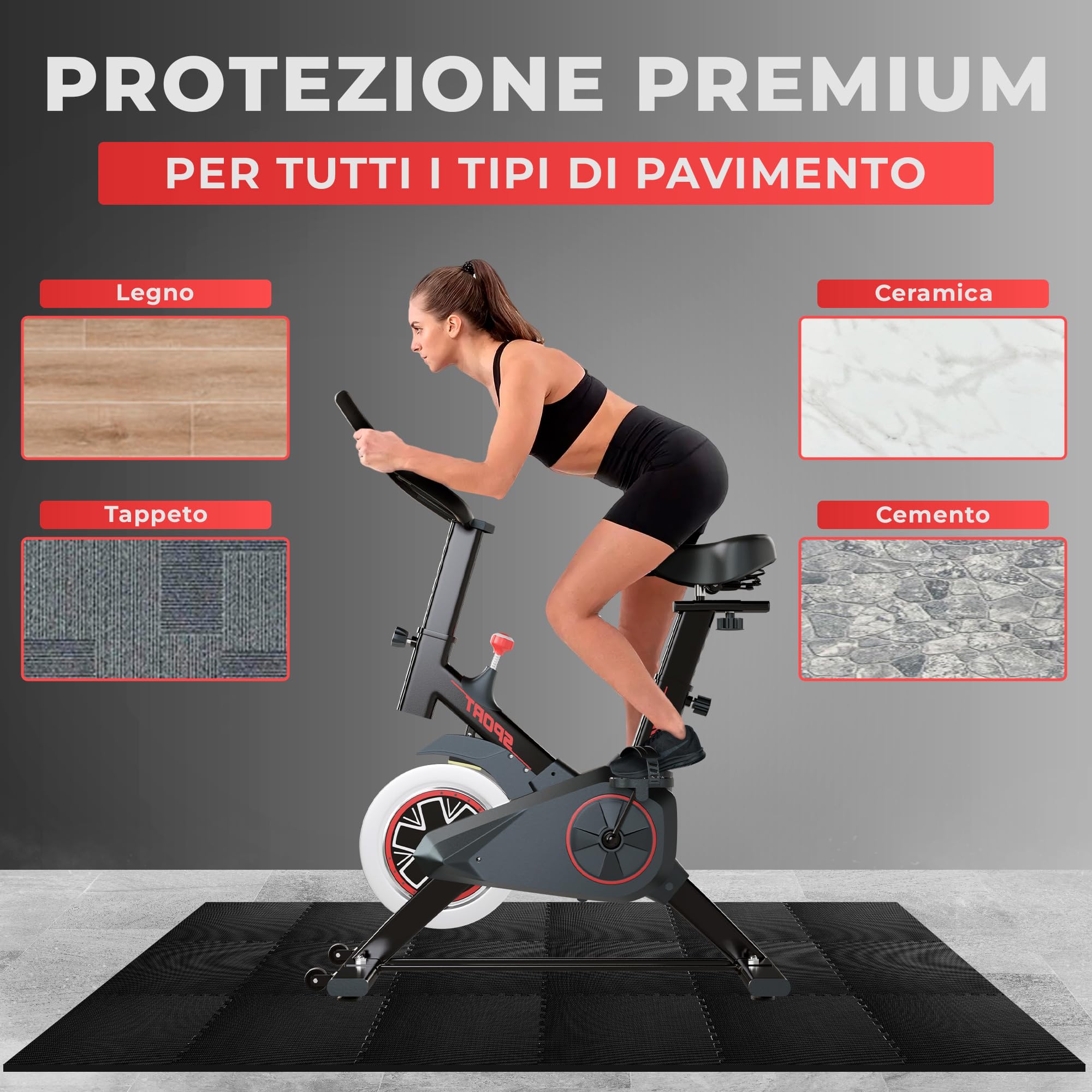 JUPPLIES Tappeto Palestra Puzzle in Gomma EVA – Pavimento Gommato Antiscivolo per Casa | Tappetini Palestra 30x30x1cm | Set da 18/36/72 Piezze – Yoga, Pesi, Fitness (72)