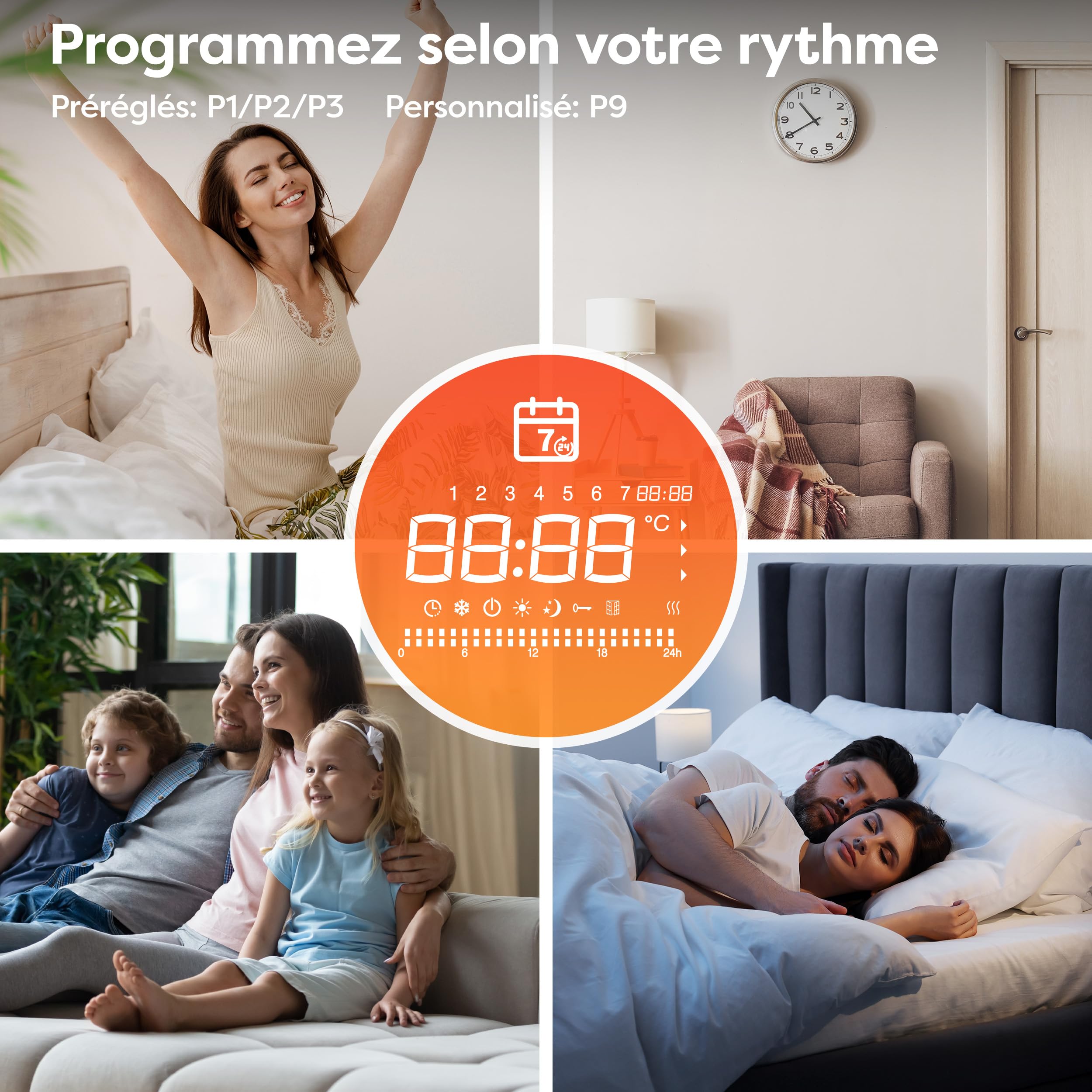 CIARRA CBHTD15A-B Radiateur à Inertie Céramique 1500W WiFi Noir