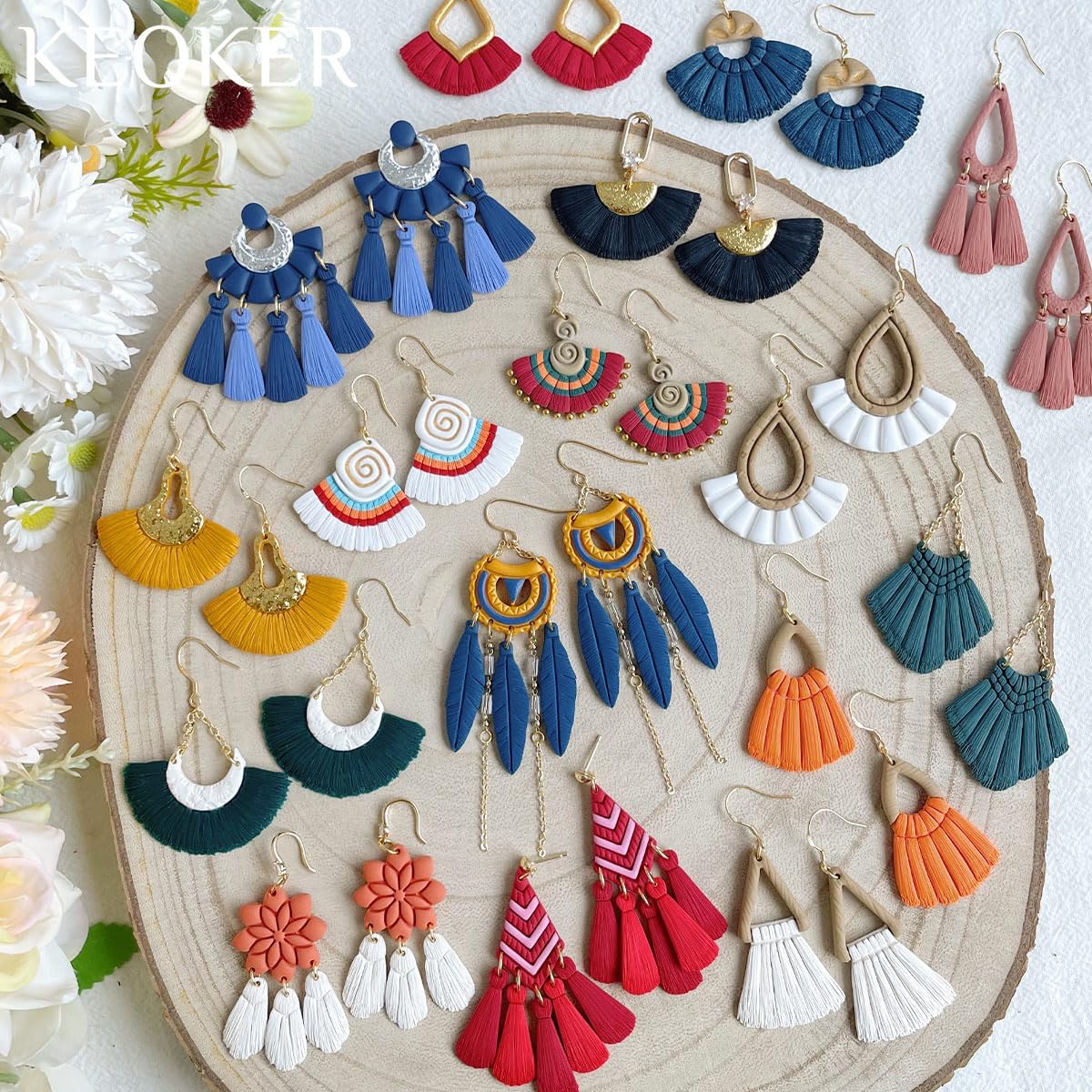 KEOKER Macrame Polymer Clay Cutter, Boho Polymer Clay Cutters for Earrings Making, Tassel Clay Cutters, 21 Shapes Polymer Clay Earring Cutters for Polymer Clay Jewelry - Image 2