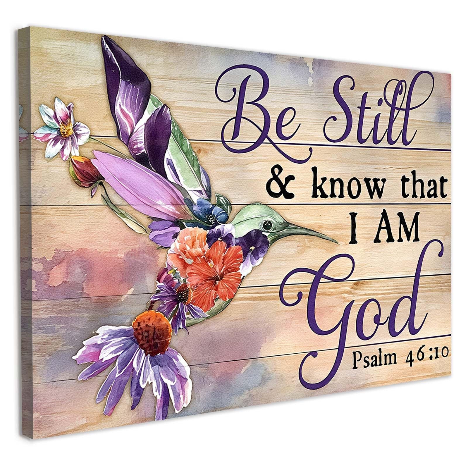 Framed Canvas Wall Art 12x16 Inch Be Still and Know That I Am God Scripture Artwork Christian Religious Wall Canvas Picture for Living Room Bedroom Hallway Decoration with Hooks and Magic Tape โ image 1