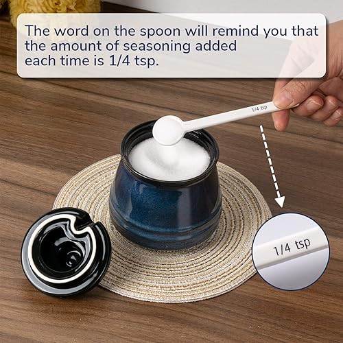 Miniatura 3 de Tanirapel Azucarero de porcelana, bodega de condimentos de 10 onzas con tapa y cuchara, recipiente de azúcar para barra de café, recipiente de sal