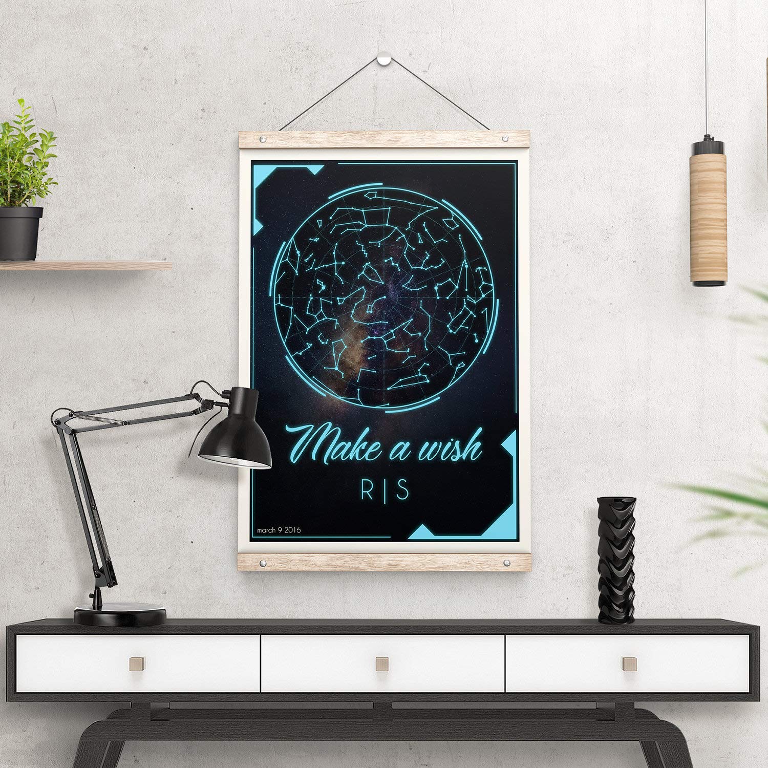 Niestandardowy plakat ścienny z konstelacją - mapa gwiazd wzór zodiaku kosmos noc niebo nadruk - duża galaktyka astrologia pokój dziecięcy dekoracja do nadruku prezent