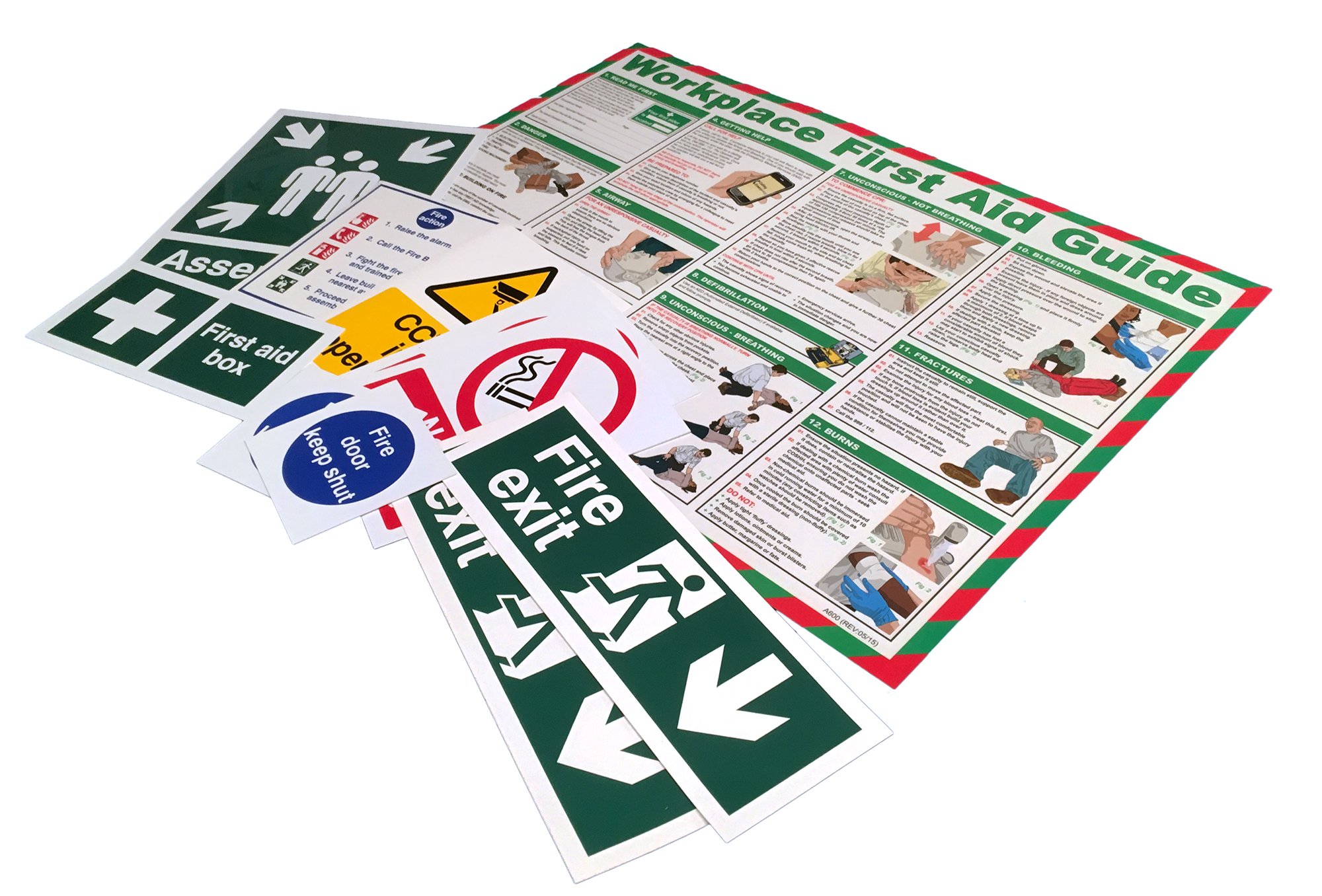 Laminated Workplace First Aid Poster 590mm x 420mm Complete With Safety Sign Pack Worth £30.00, P318
