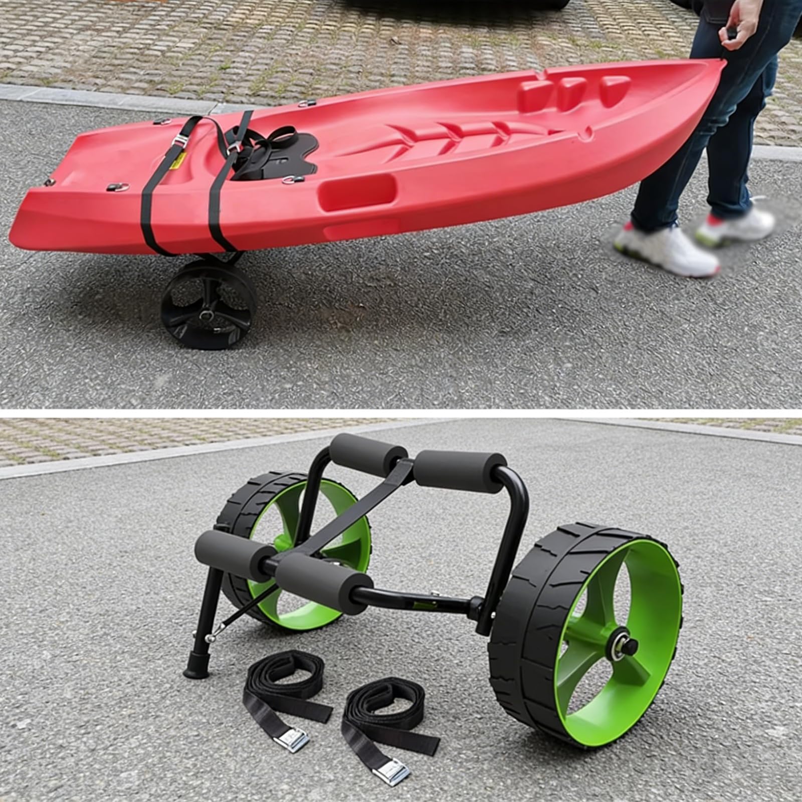 Faltbarer Kajakwagen, Kanuwagen, 70 kg Tragkraft, Dünensandräder, abnehmbarer Bootswagen für Kanu, Kajak, Transport
