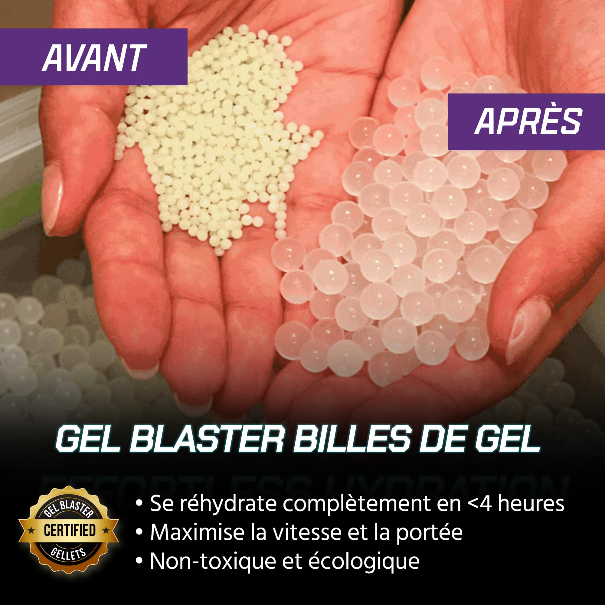 Gel Blaster Surge Starfire - Brille dans Le Noir, Semi/Auto, 30m, 14+ | Munitions Starfire lumineuses, canons interchangeables, batterie USB-C (4h), inclus lunettes.