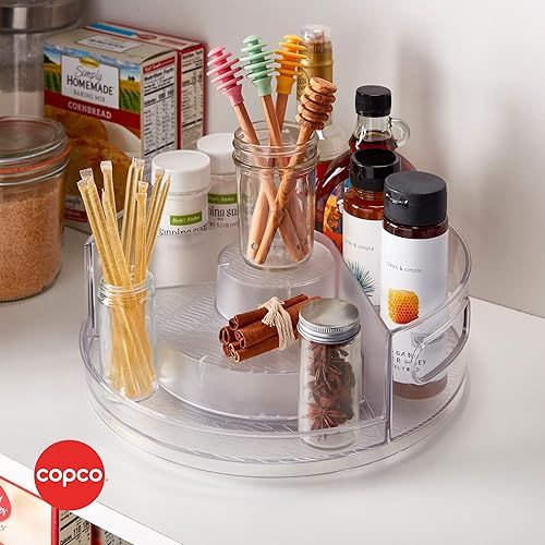 Miniatura 8 de Copco Mesa giratoria de almacenamiento de varios niveles, 12.0 x 12.0 x 3.9in, transparente