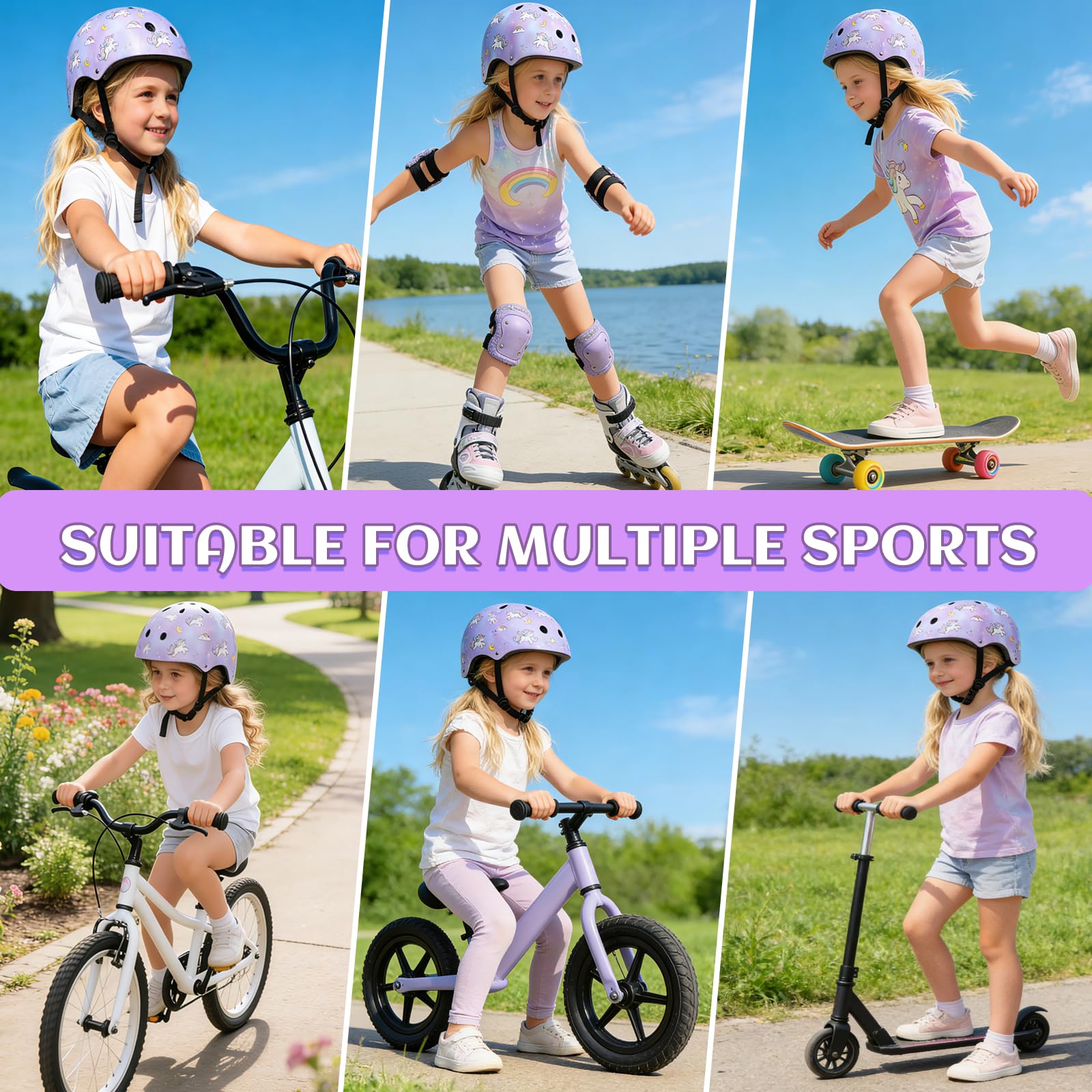 Casque de vélo réglable pour Enfants Filles Skate Protection