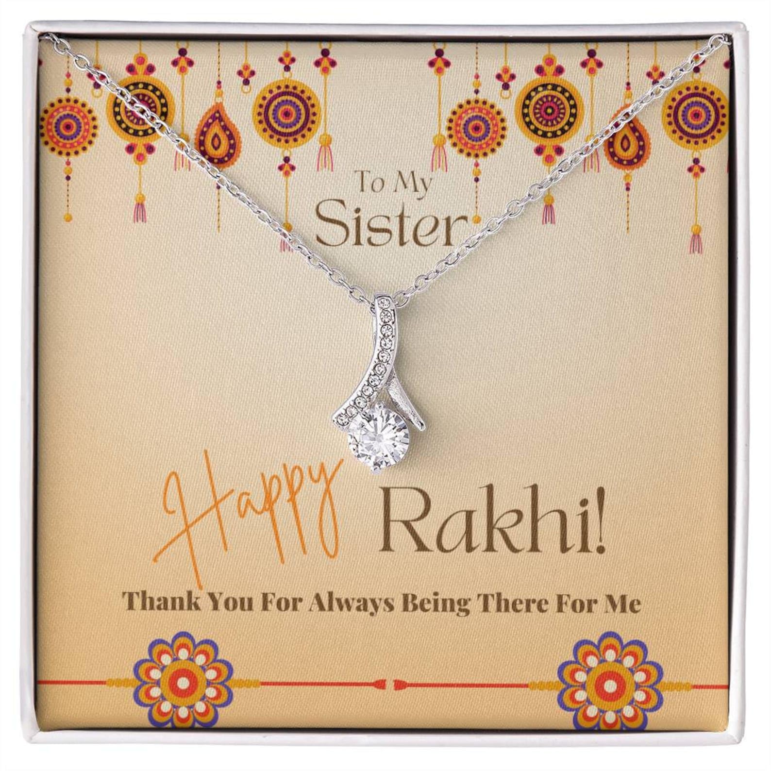 FABUNORA 925 Sterling Silver Necklace & Chain Pendant Happy Rakhi Gift Set to My Sister, Pendant Set For Women With Message Card, White Gold Finish (B0CK5V5F1L) Amazon Price History, Amazon Price Tracker