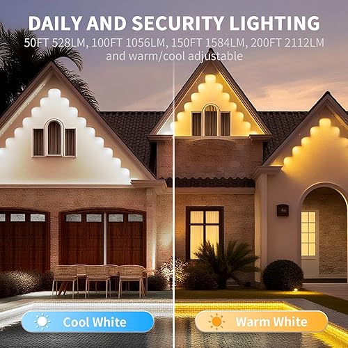 Miniatura 6 de mw Luces permanentes al aire libre para casa, 200 pies RGB+IC Smart Outdoor Decoration, 50 modos de escena, aplicacióncontrol remoto, IP68