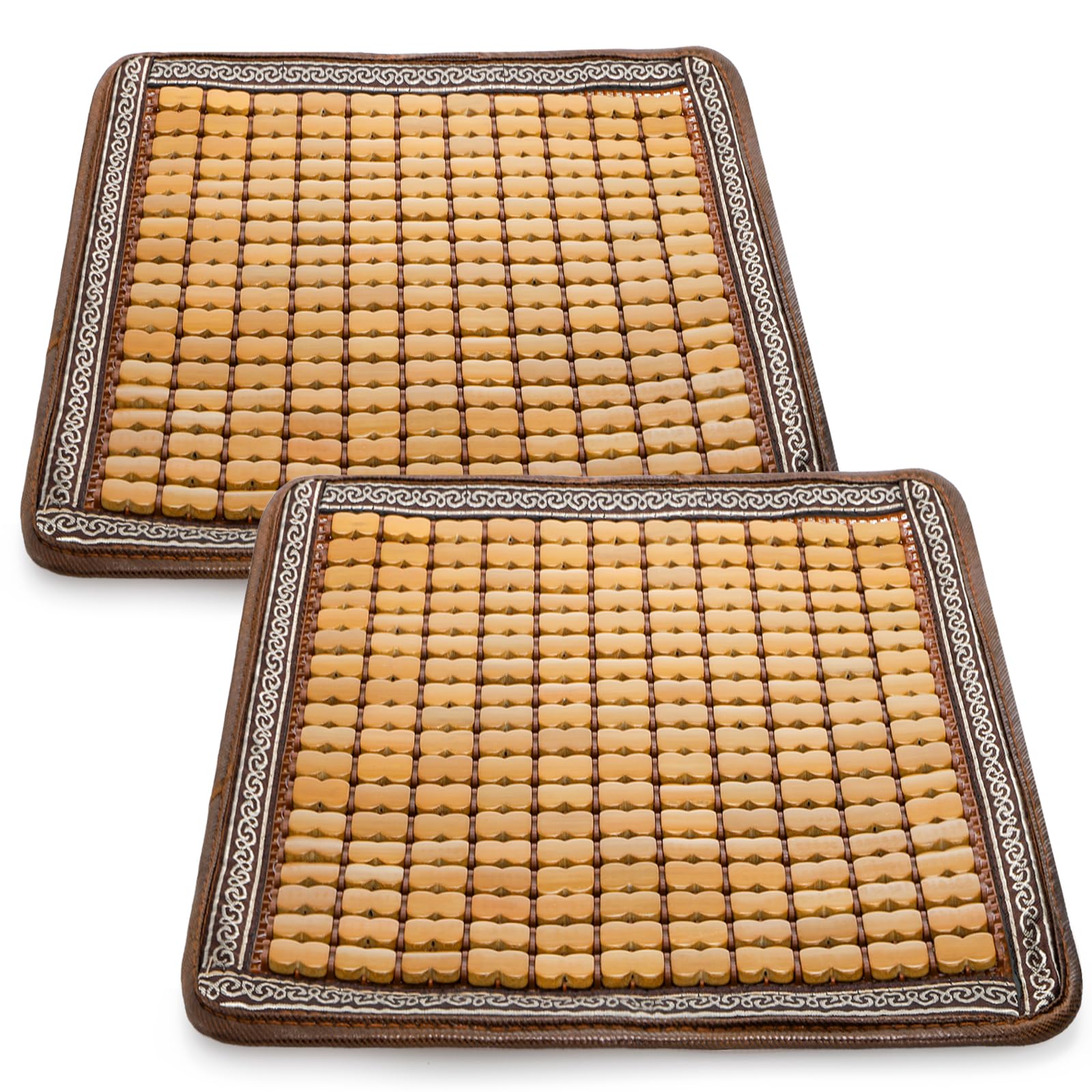 2 Pcs Bamboo Chair Cushions 16 5 x 16 5 Breathable Seat Mat for Summer Anti-Slip Comfortable Seat