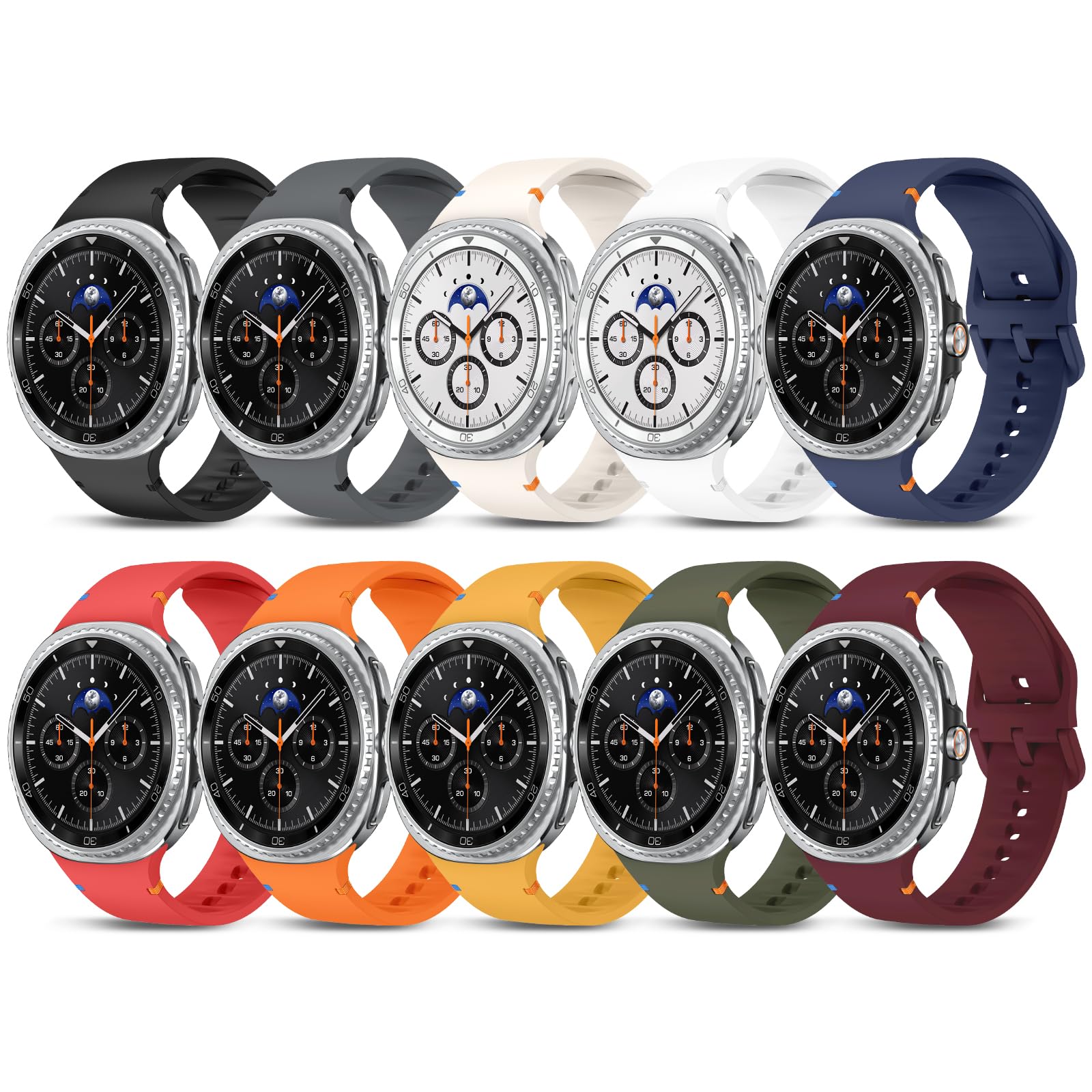 HAYONLIY Sport Bands Compatible for Samsung Galaxy Watch 8 44mm 40mm/Galaxy Watch 8 Classic 46mm,Soft Strap Silicone Replacement No Gap Wristband Men