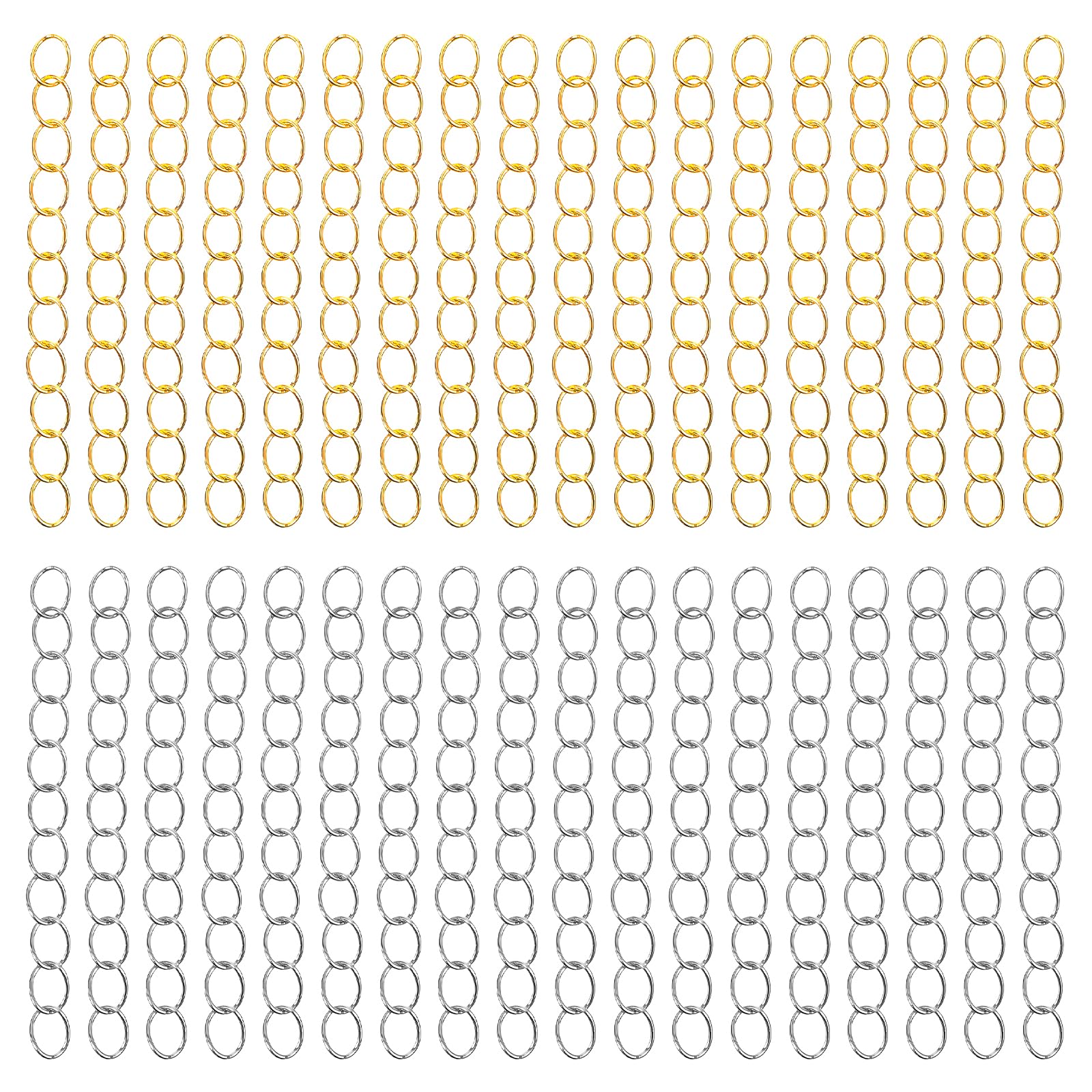 Mabor 200Pcs Chain Extender for Necklace, Necklace Extension, Gold Silver Bracelet Chain Extender Tails Removable Extension Chains for Jewelry Bracelet Anklets Making
