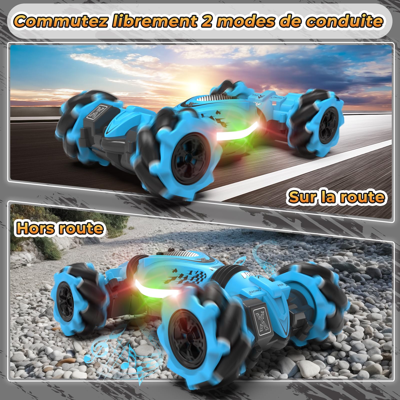 Pristar Voiture telecommandé avec la Main Voiture Telecommandé Tout Terrain, 4x4 Voiture Télécommandée Enfant, 2.4Ghz RC Drift Auto Voiture Radiocommandée, Cadeaux pour la journée des Enfants