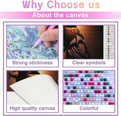 Miniatura 9 de Kits de pintura de diamantes de Halloween para adultos, kits de arte de diamantes de castillo peculiar para adultos, kits de arte de gemas para