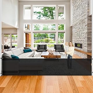 200 Inch Extra Large Baby Gate Retractable Baby Gates Extra Wide Baby Gate for Dogs Indoor Extra Long Retractable Dog Gate Mesh Baby Gate for Stairs Safety Gates for Kids Child Gates for Doorways