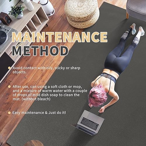 Miniatura 6 de GXMMAT Extra Large Exercise Mat 12x6x7mm Ultra Durable Workout Mats for Home Gym Flooring Shoe-Friendly Non-Slip Cardio Mat for MMA Plyo Jump Negro