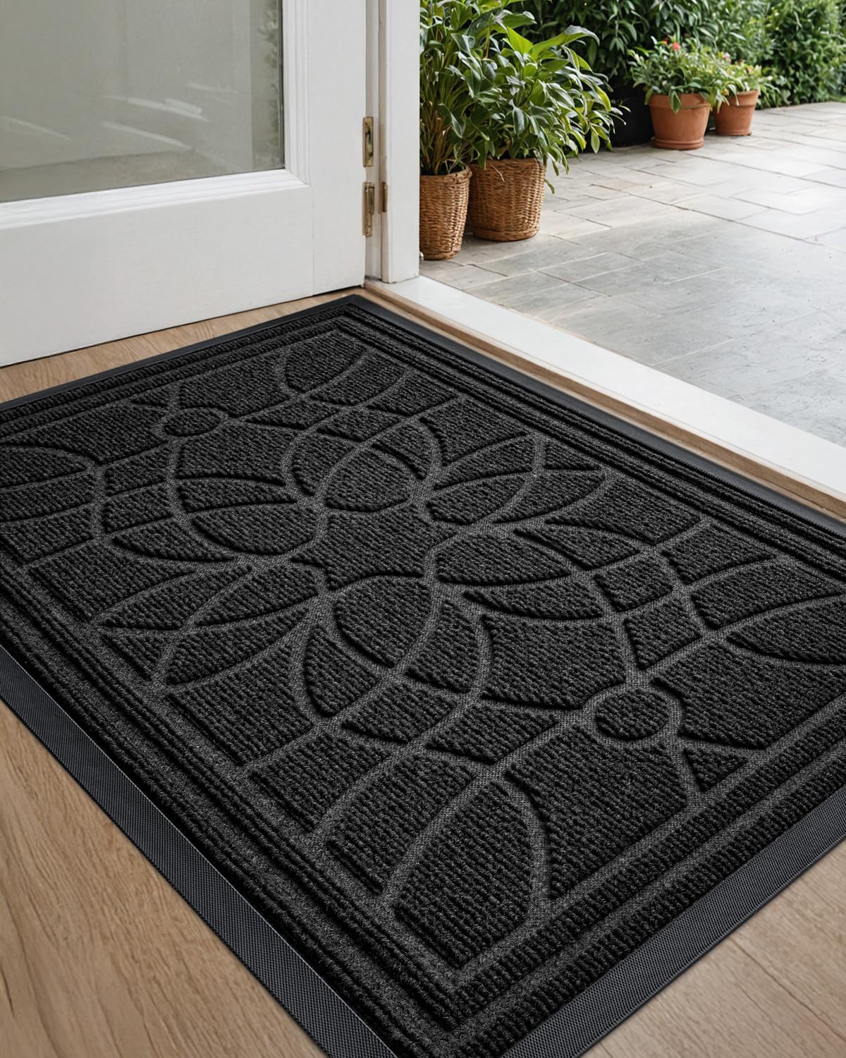 DEXI Front Door Mat, Welcome Mats Heavy Duty Durable Low Profile Outside Doormat for Entryway, Patio, Garage, High Traffic Areas, 45 x 75 cm, BlackDEXI Front Door Mat, Welcome Mats Heavy Dut…