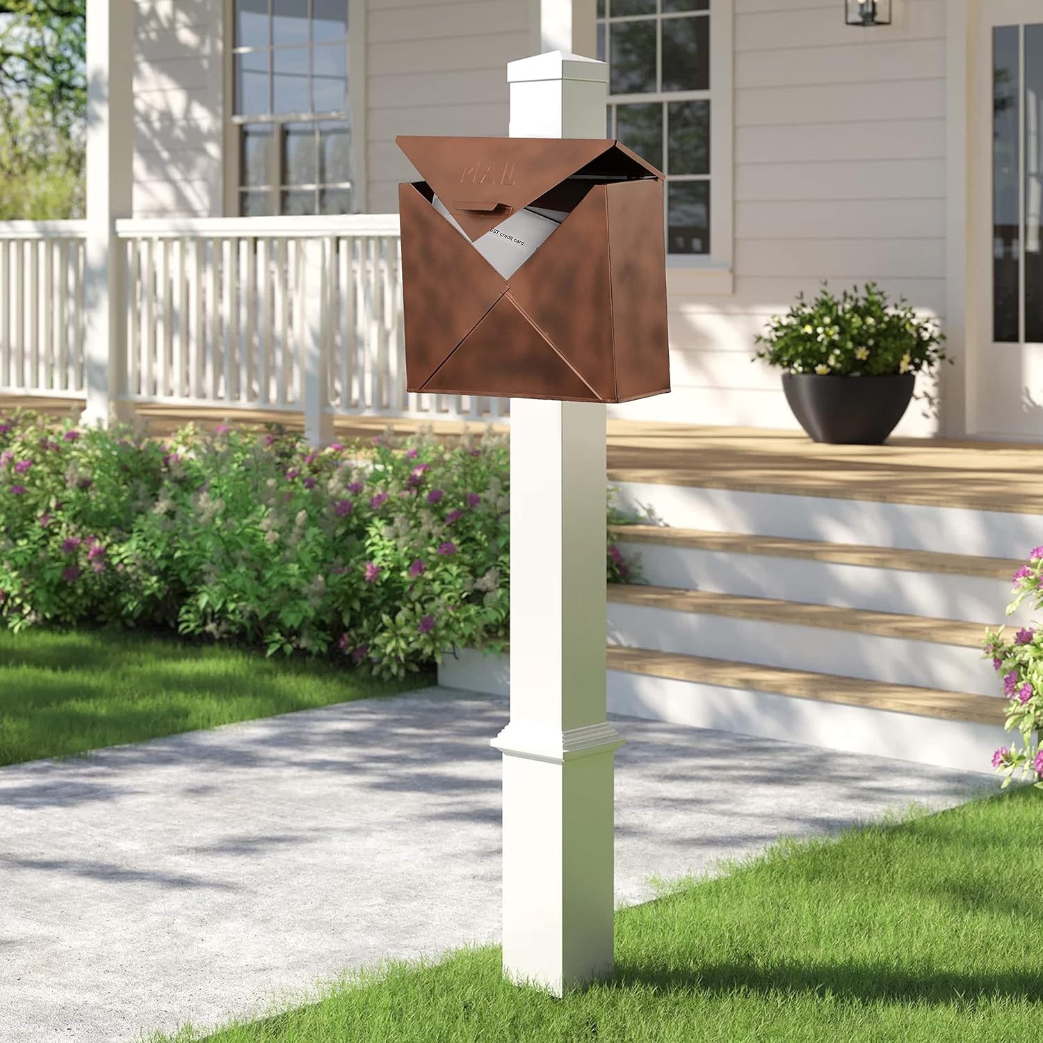 Copper Finish Envelope Shaped Wall Mount Mailbox